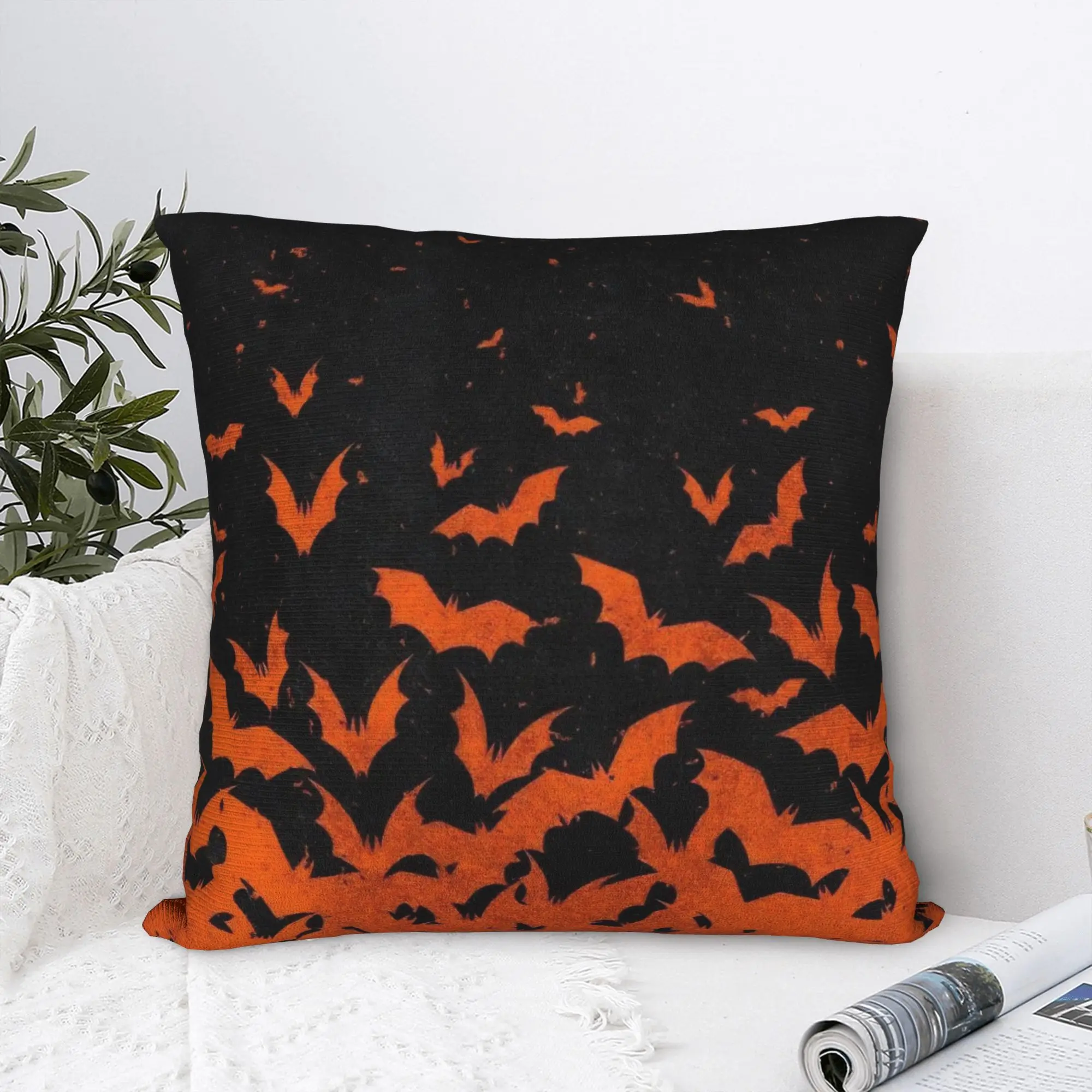 Halloween Bats Square Pillowcases Polyester Couch Pumpkin Skull Cushion Cover Cool Home Decoration Pillow Cover 45*45