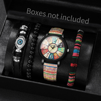 4PCS/Set Fashion Women Watches Casual PU Leather Strap Quartz Watch for Women Bracelets Set Reloj Mujer(Without Box)