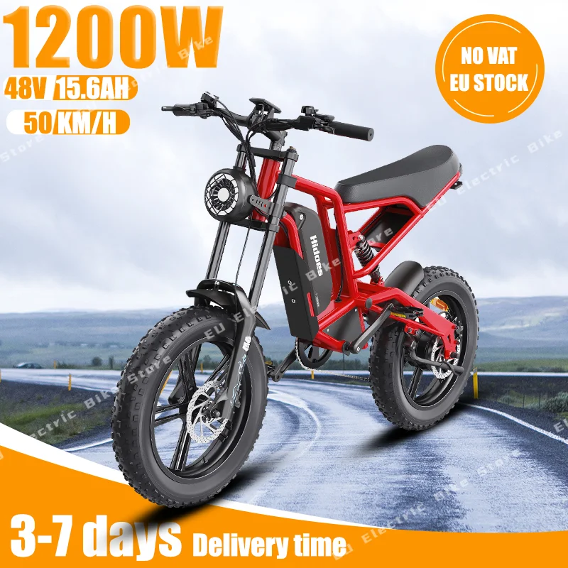 HD-B6 Electric Bike 1200W Motor 48V15AH Lithium Battery Motorcycle Electric Bicycle Hydraulic Brake 20*4.0 Inch Fat Tire E Bike