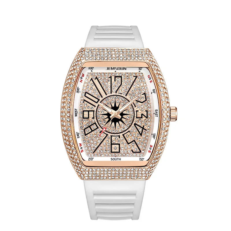 Men's Diamond Barrel Watch Retro Fashion Men's High-end Quartz Watch