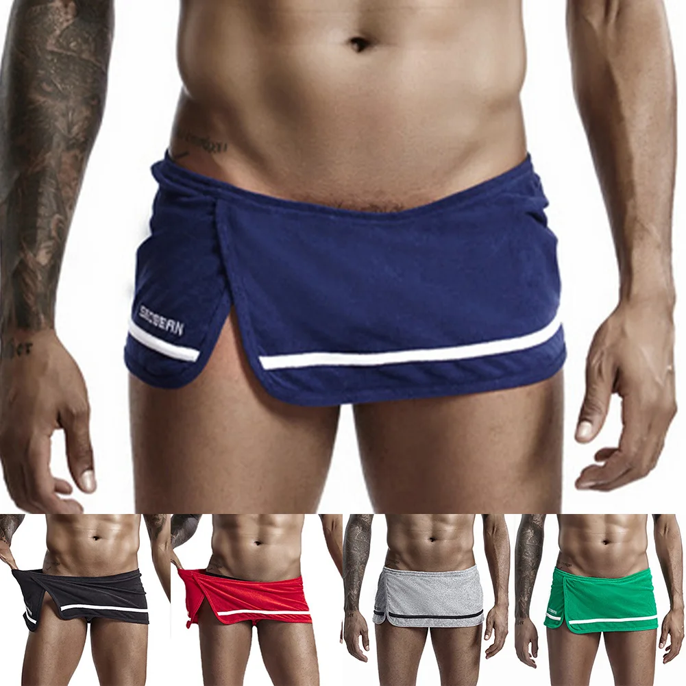 Boxershorts, Unterwäsche, Herren-Sporthemd, Shorts, seitlicher Schlitz, solide, stilvoll, Sommer, atmungsaktiv, klassisch, bequem, Baumwolle