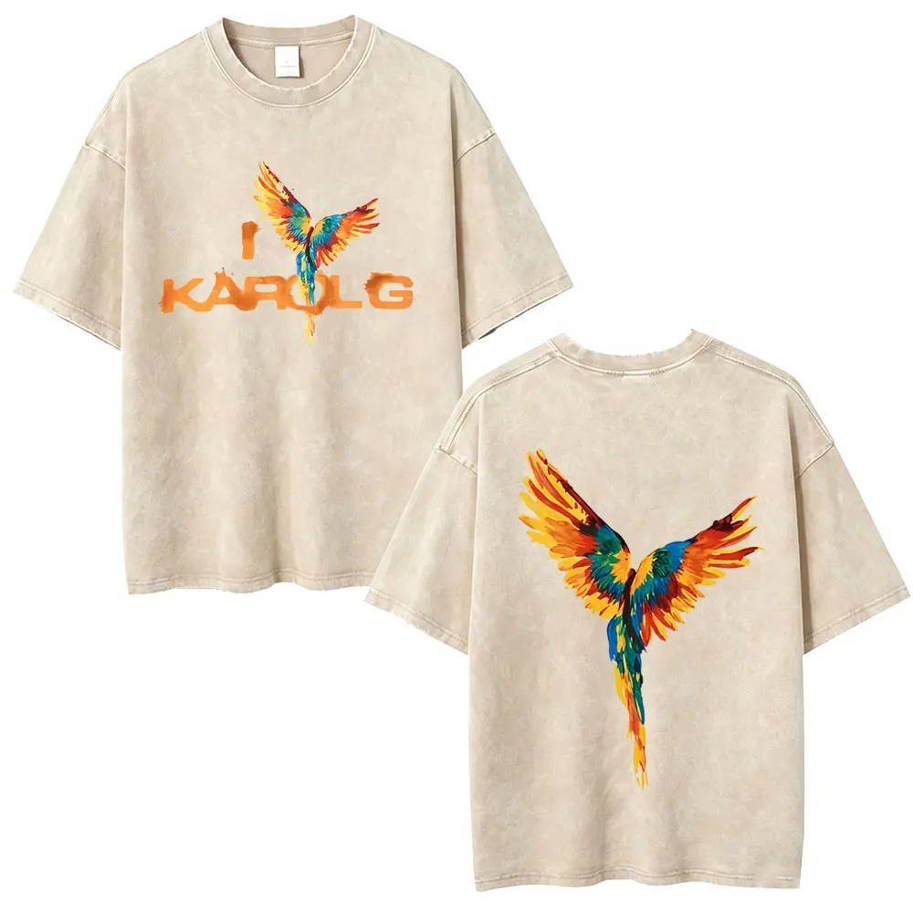 

I Love Karol G Tropicoqueta Latina Foreva Tour 2026 Vintage Washed T-shirt Men's Women Clothing Fashion Casual Oversized T Shirt