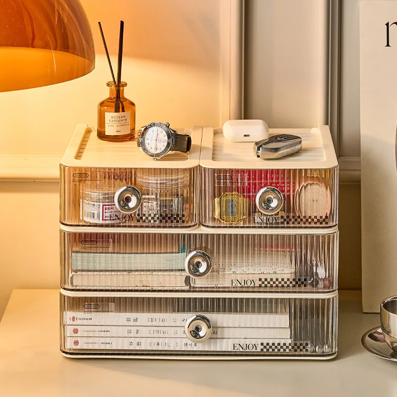 

Настольный ящик для хранения С Пылезащитным ящиком, составной стеллаж для хранения косметики, канцелярских принадлежностей, полка для хранения мусора