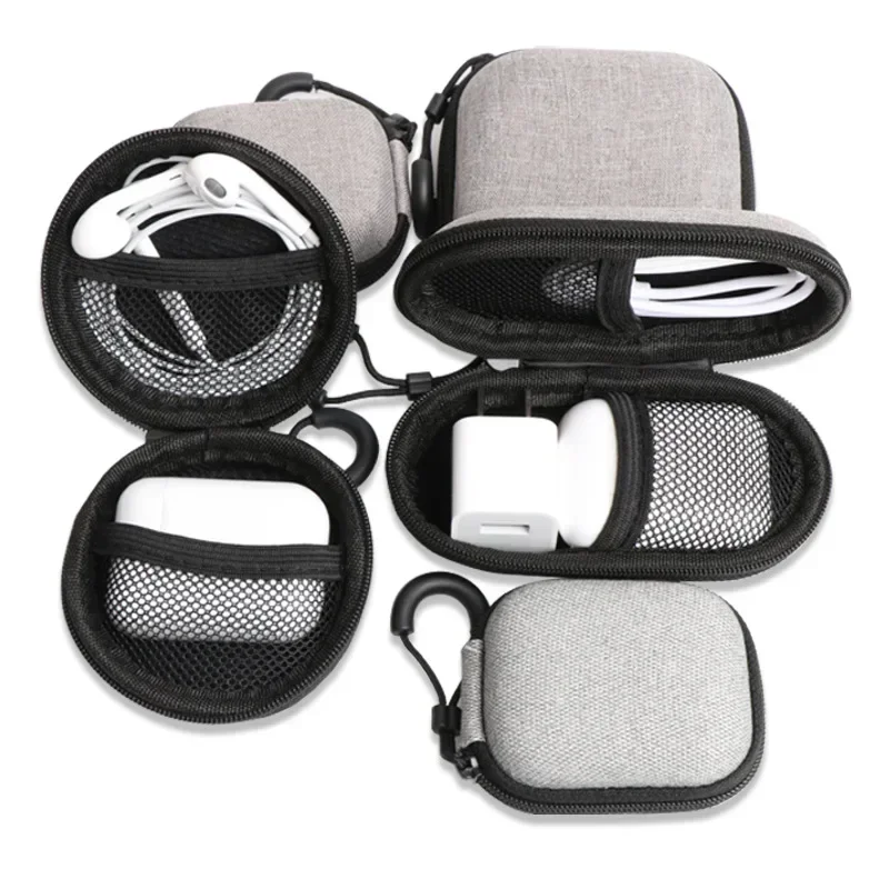 Small Earphone Storage Bags Hard Shell Data Cable Organizer Bag Mini Tech Gadgets Portable Case Charger U Disk Zipper Pouch