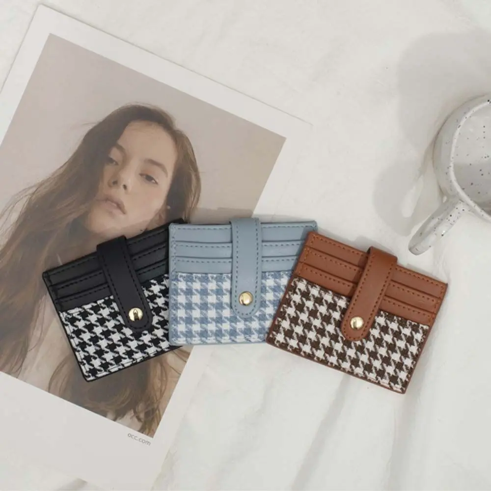 

Mini Fashion Bank Card Bag Multi Card Pockets Money clip Lady Hasp Card Holder Plaid Wallet Credit Card Clip Coin Purse