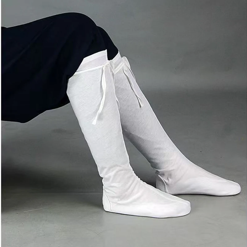 Bawełniane chińskie tradycyjne skarpetki Hanfu Kung Fu białe skarpetki Wudang Taichi Anime do odgrywania ról przebranie na karnawał dodatki odzieżowe