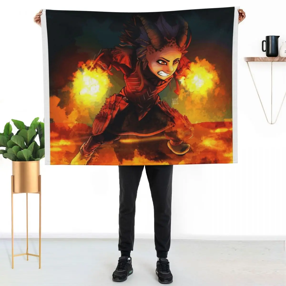 

Efreet the Daraco of Fire Throw Blanket Ultra Plush Cozy Blanket for Napping Sleeping