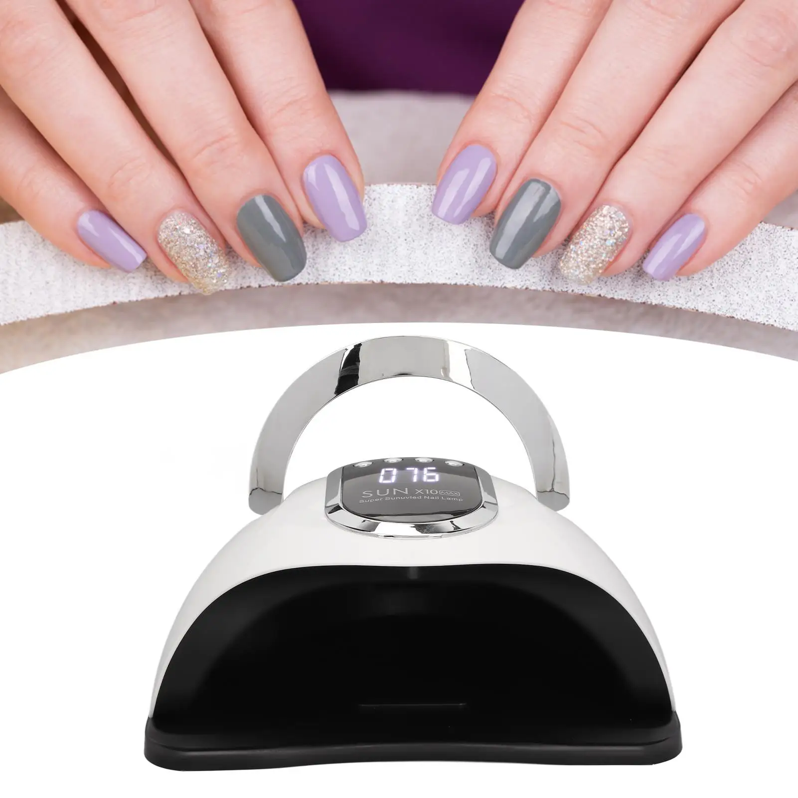 280W Handheld LED Nail Lamp with 4 Timers & Removable Bottom for Quick Drying Gel Polish - 100-240V