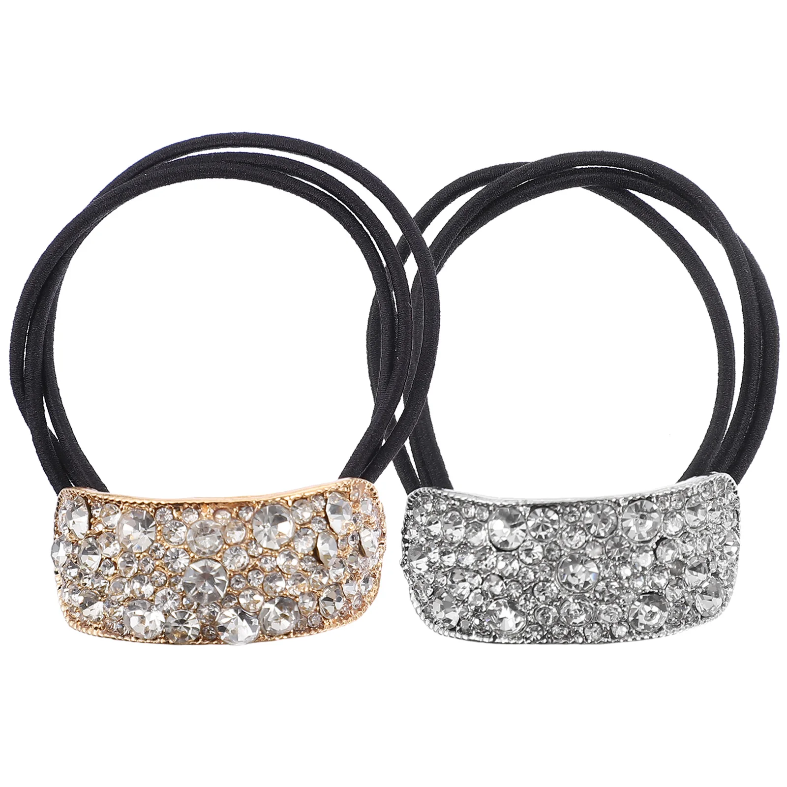 

2Pcs Rhinestone Hair Tie Ponytail Cuff Holder Band for Women Shiny Diamond Elastic Braid Buckle Bracelet Gifts