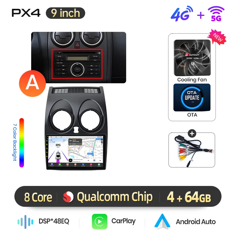 AWESAFE Draadloze CarPlay Android Auto Radio voor Nissan Qashqai J10 2006-2013 GPS Auto Navigatie Plug and Play met SWC RDS DSP