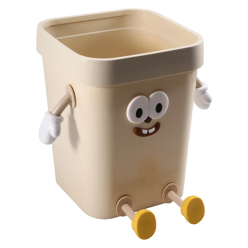 

A91P Simple Trash Can Wastepaper Basket Uncovered Trash Can With Pressure Ring Indoor Trash Can