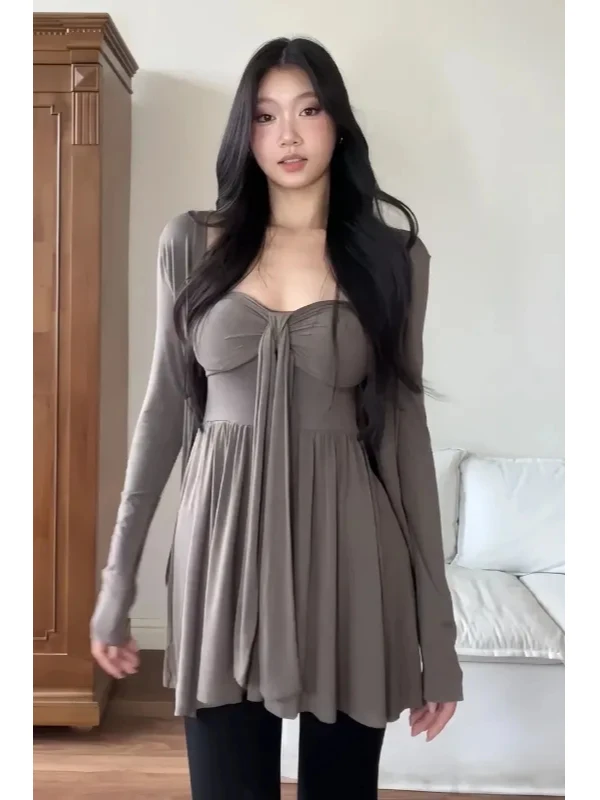 

Плюс Размер Сексуальный Pure Desire Strap Tube Top Tank Комплект из двух предметов Талия Cinch Утягивающий топ для женщин Осенняя одежда для поездок на работу