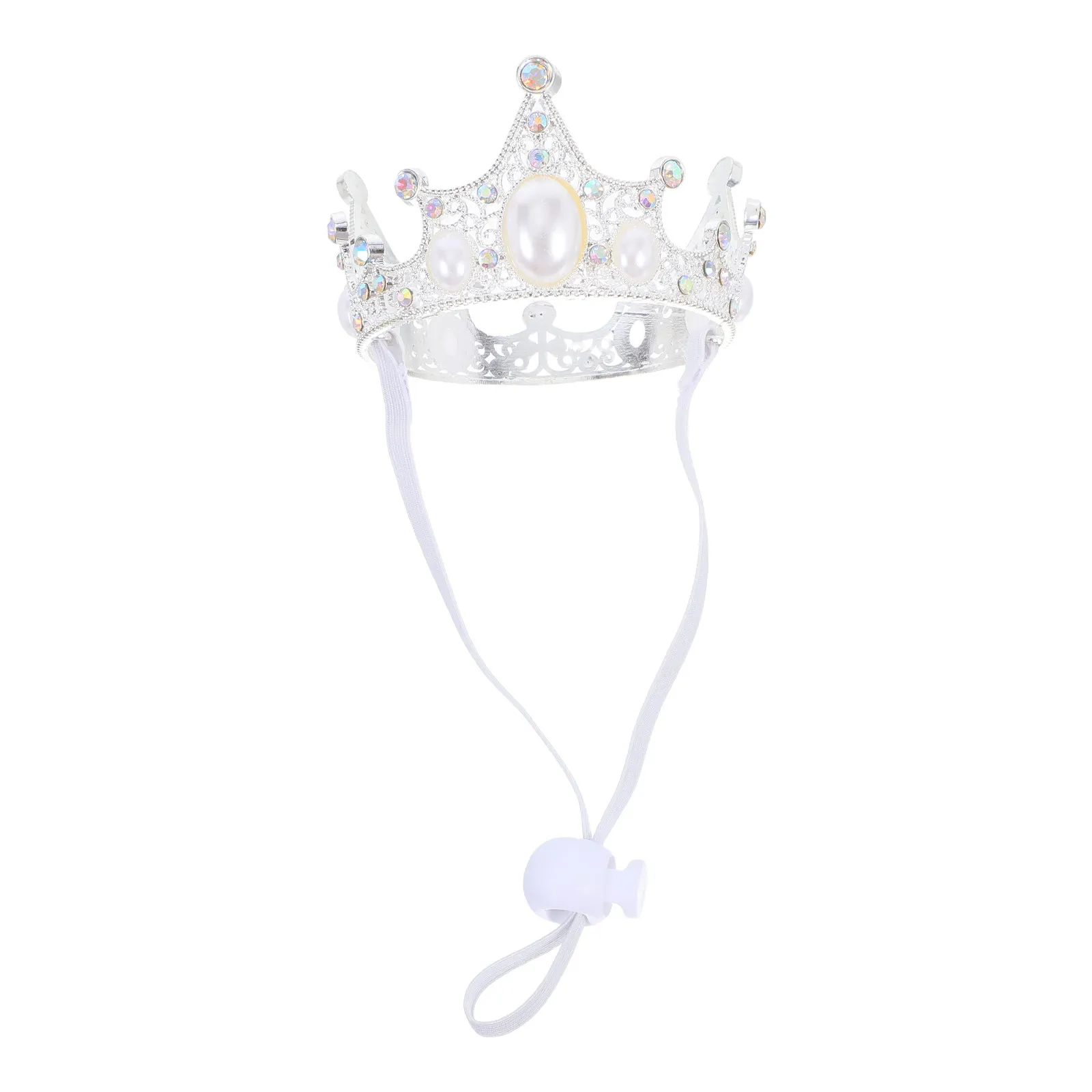 

Silver Alloy Pet Crown Hat for Dogs Cats Small Medium Pets Birthday Wedding Holiday Party Photo Prop Adjustable Comfort Fit