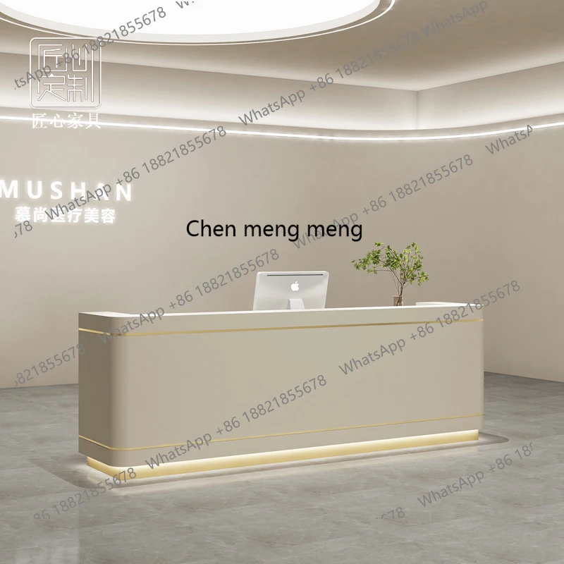 صفحة الخروج لصالونات التجميل البسيطة، مكتب الاستقبال، ملابس تصفيف الشعر، طاولة البار، طلاء الخبز، استقبال الشركة #5