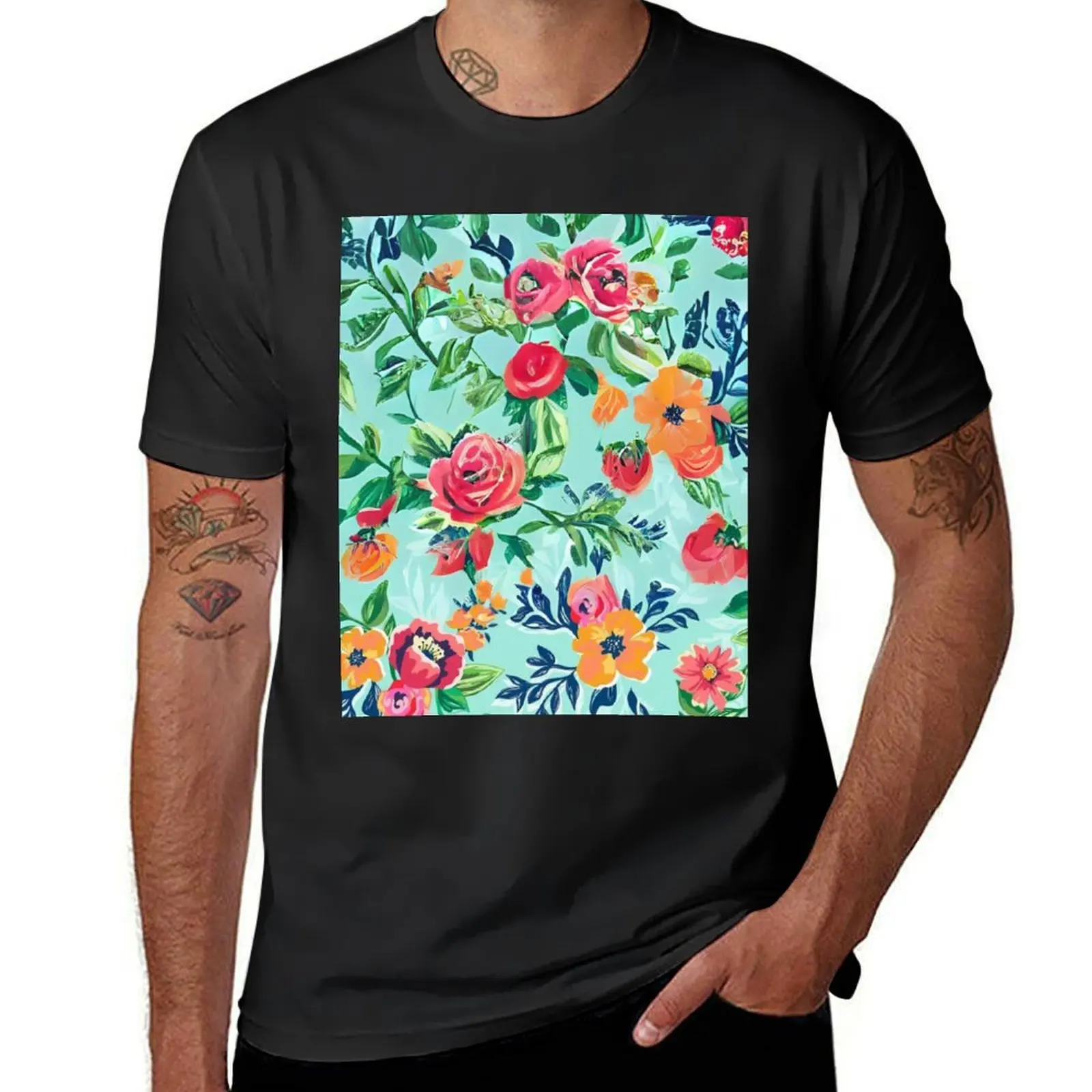 Serene Floral Symphony T-Shirt oversizeds for a boy men clothes