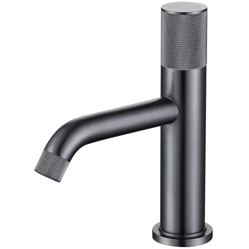 Gun ash basin faucet all copper hot and cold water bathroom single hole faucet black hot and cold faucet MT2340