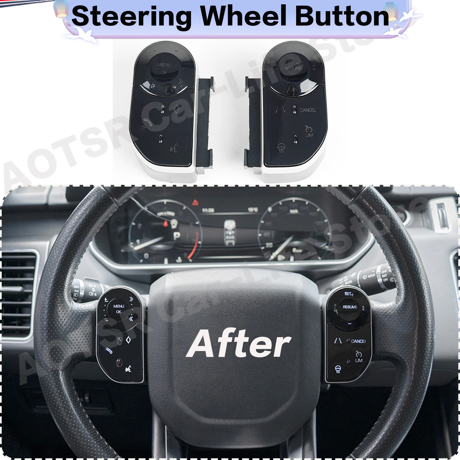 

Car Steering Wheel Control Buttons For Range Rover Vogue L405 / Sport L494 / Disovery 5 Repalcement Touch Buttons Control Keys