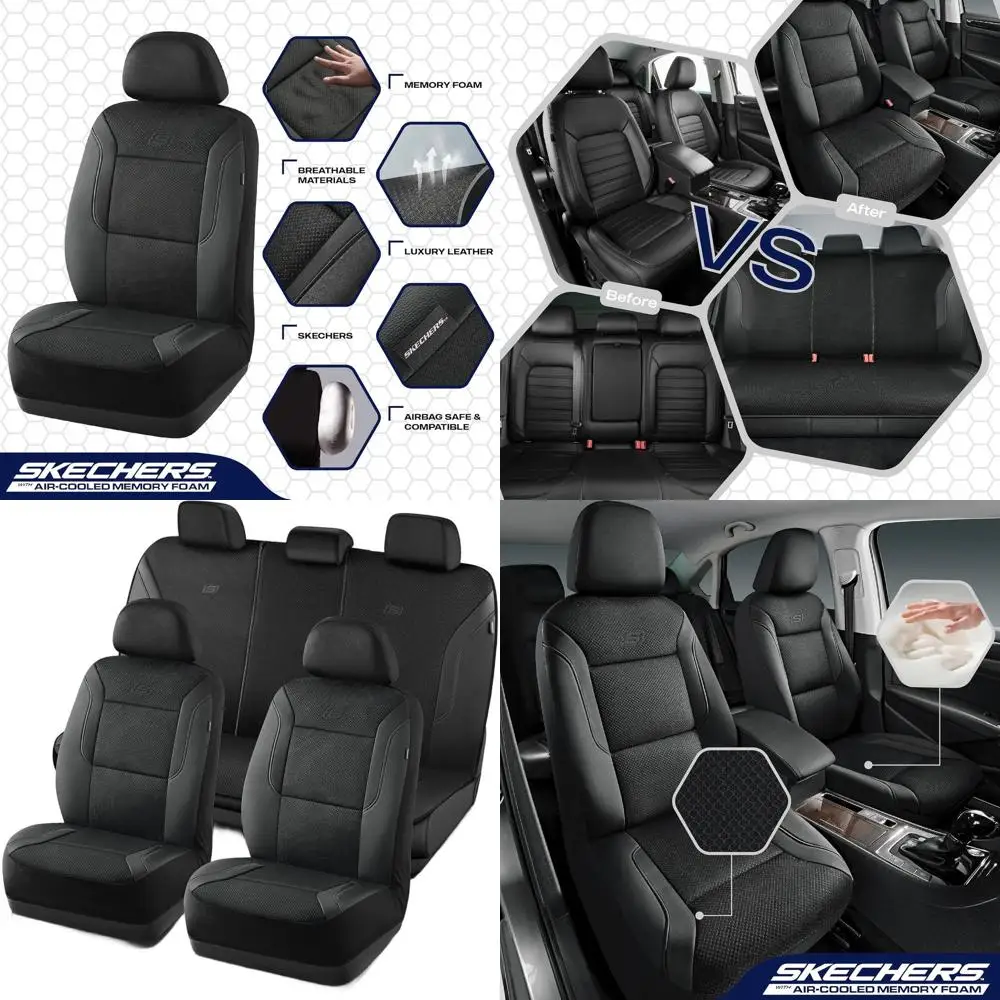 

Universal Air-Cooled Memory Foam Seat Covers with Mesh for Cars, Vans, Trucks, and SUVs - Black