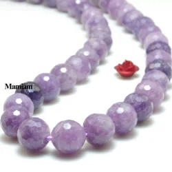 Mamiam Natural A Purple Lepidolite Faceted Round Beads 6mm 8mm 10mm Loose Stone Diy Bracelet Necklace Jewelry Making Gift Design