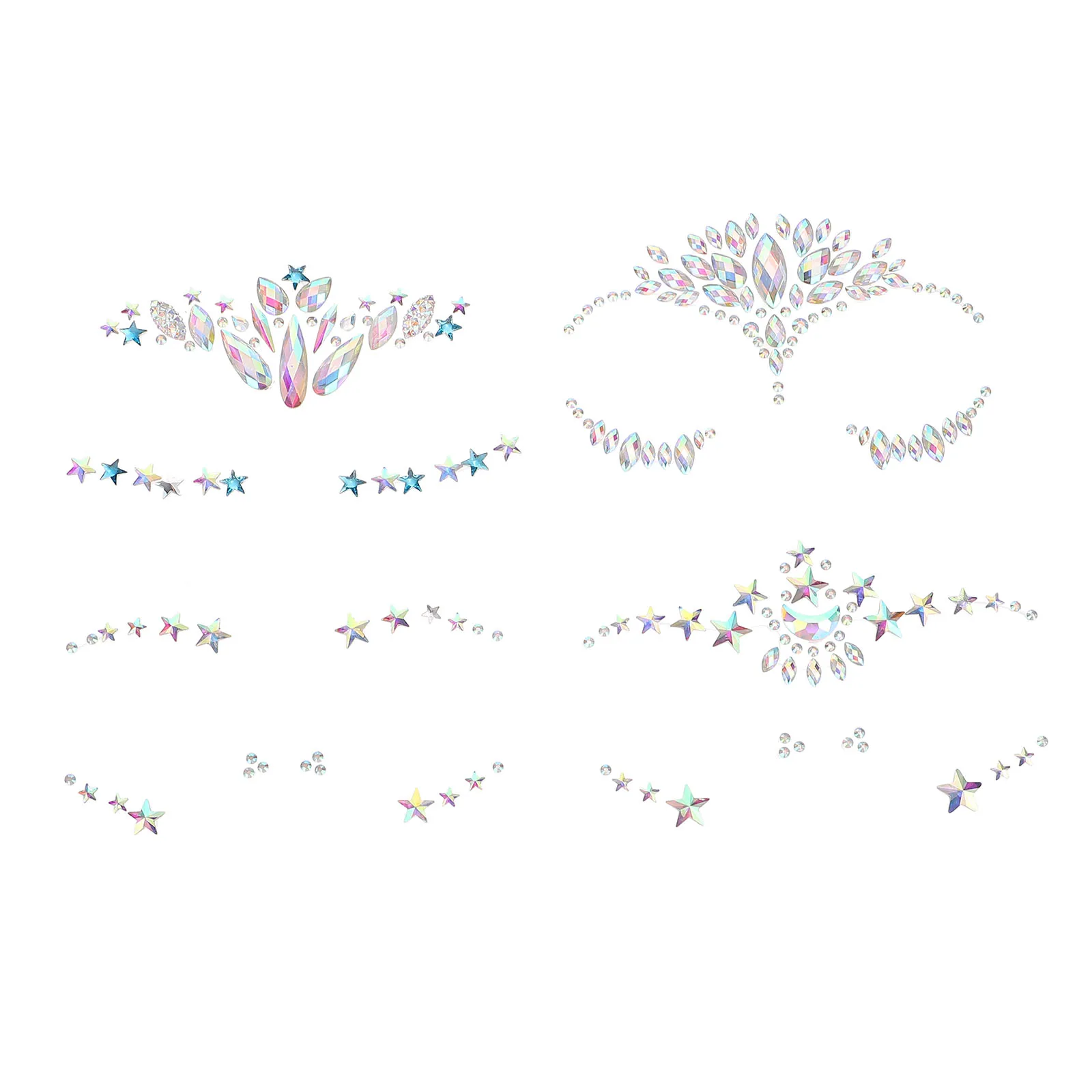 

Rhinestone Stickers 4 Sheets Crystal Face Jewels Acrylic Gems Eyebrow Decals Reusable Safe Water Drill Tattoo Body