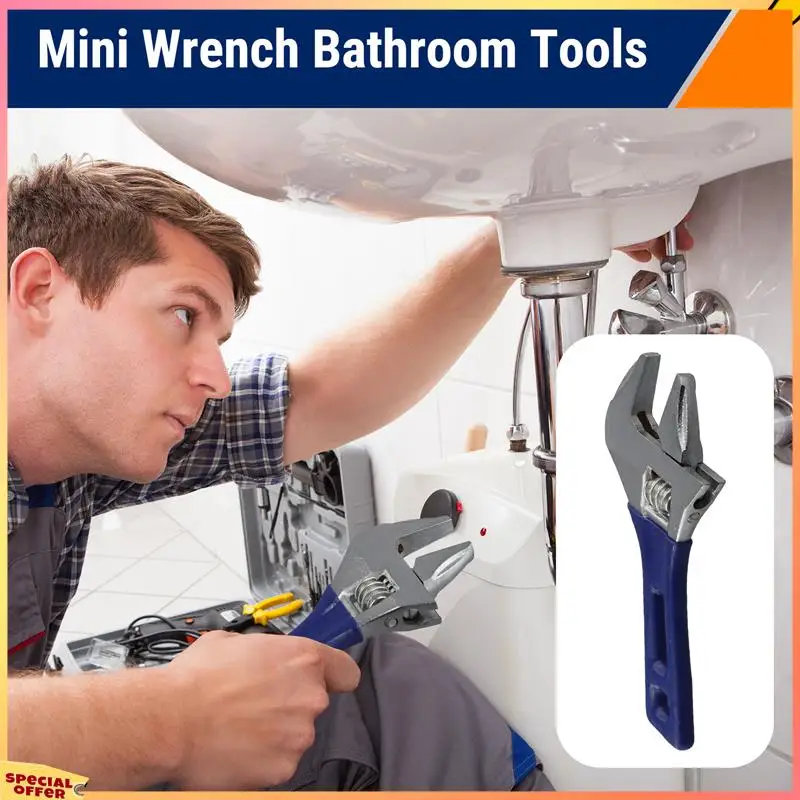 

ABFI 2PCS Universal Adjustable Wrench Large Opening Short Handle Multifunctional Mini Wrench Bathroom Tools