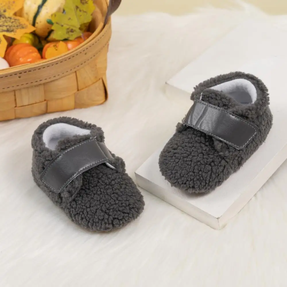 Winter Warm Baby Plush Socks Shoes Boys Girls Cute Soft Solid Color Non-Slip Walking Shoes Baby Shoes Outdoor Toddler Shoes