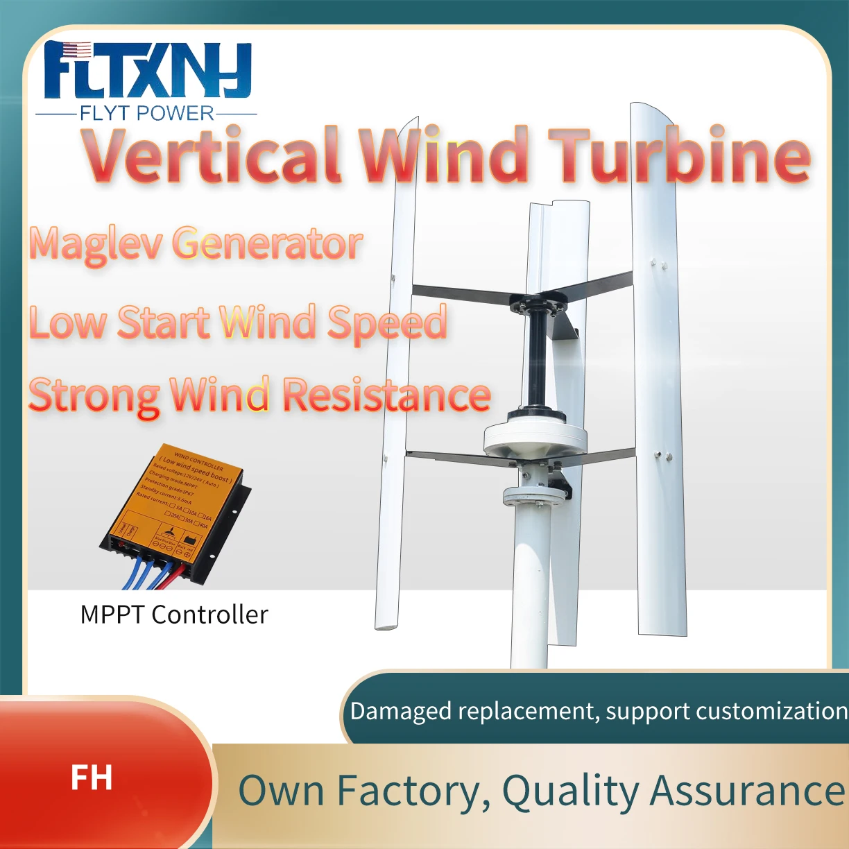 

10KW Vertical Axis Wind Turbine 10000W 3 BladesGenerator 24~220V Free Energy For Home/Farm/Boat/Yacht Use