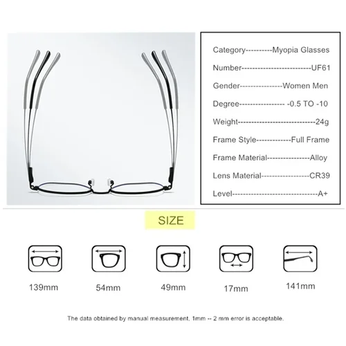 Imagen 2 del producto Juego 3en1 gafas graduadas con clip gafas de sol polarizado magnético montura de aleación premium personalizable miopía astigmatismo -0.5 a -10 cilindro astigmatismo -0.5 a -2.0 UF61