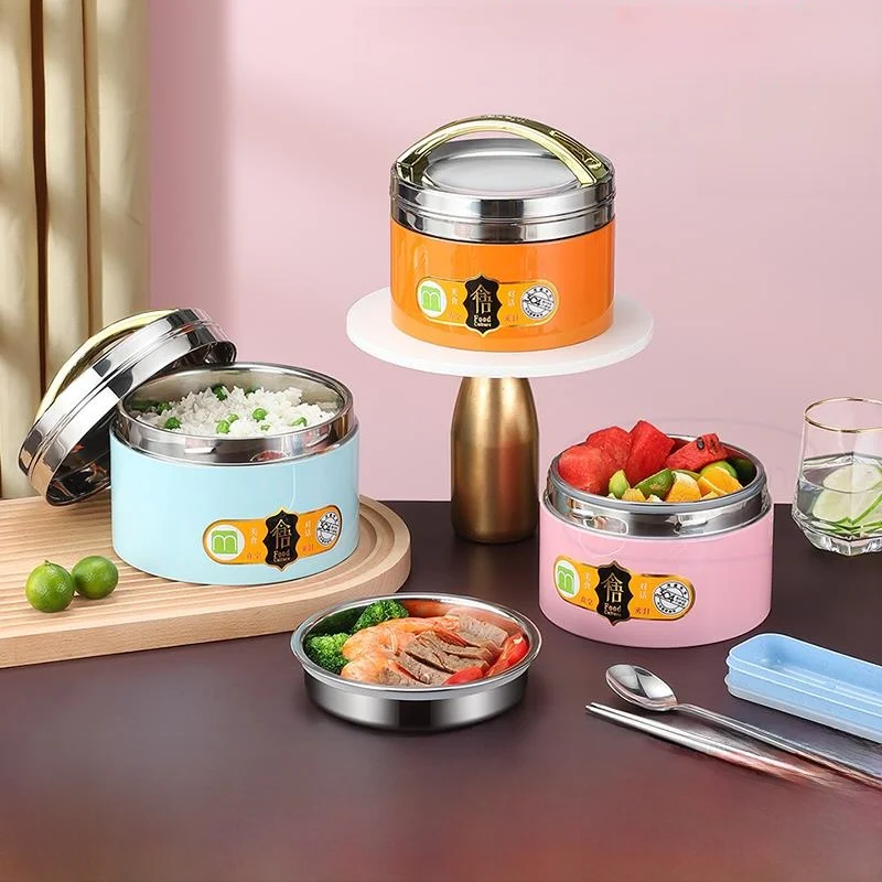 

Двухслойный изолированный ланч-бокс из нержавеющей стали 304, портативный герметичный рабочий ланч-бокс, студенческий бенто-бокс, скандинавский Sle Fres...