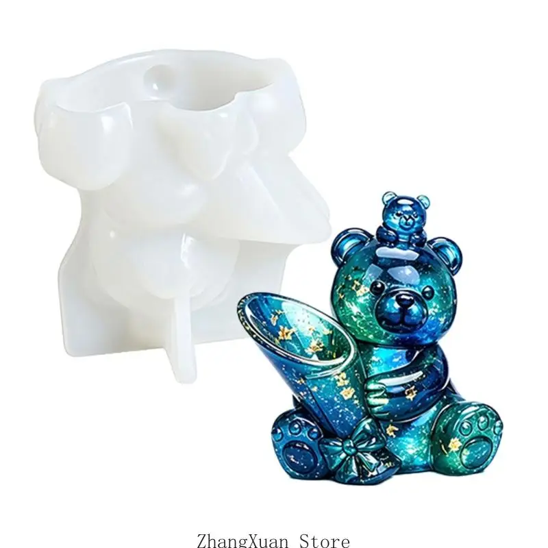 Bären-Gipsgussformen-Set, 4-teiliges 3D-Bärentier-Silikon-Kerzenformen für Wachs-Bastelgießen und handgefertigte Kerzenseife – Detail 8