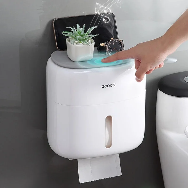 

Double Layer Toilet Paper Holder Waterproof Multifunction Tissue Box Wall Mount Roll Paper Rack Toilet Roll Dispenser Portable