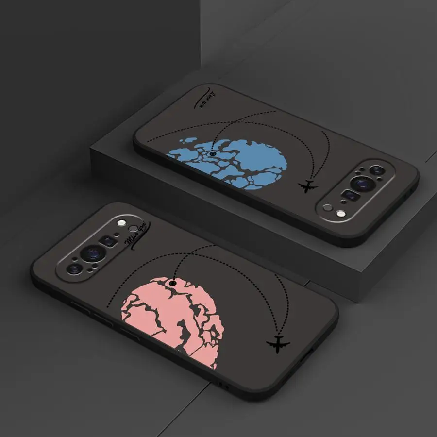 حافظة هاتف لهاتف جوجل بيكسل 10 9 برو XL 7a 8a 6 7 8 Pro 6a 9a غطاء ناعم للزوجين نمط الأرض