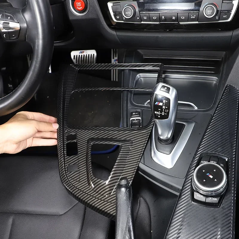

ABS Carbon Fiber Car Center Control Gear Shift Panel Cover Trim For BMW 3 Series F30 F31 F34 2016-2019 Decorative Accessories