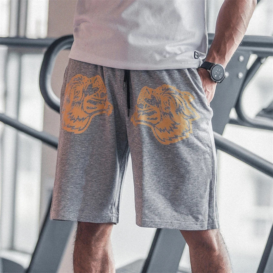 Shorts masculinos de treino de algodão, shorts de suor, roupas de ginástica fitness, novo verão