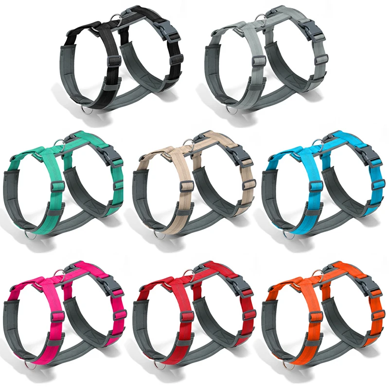 مريحة قابل للتعديل H-شكل كبير الكلب تسخير قابل للغسل النايلون ليلة عاكسة لا سحب سترة للحيوانات الأليفة تسخير Arnés Para Perros