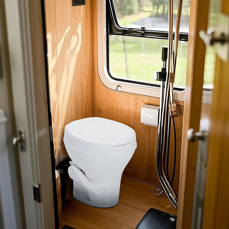 Airow HOMFUL Straight Flush RV Portable Toilet Boat Marine Toilet Caravan Accessories PP Camper Van Toilet with Water Gun view 6