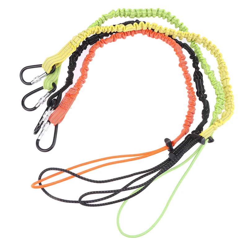 Safety Bungee Tether Tool Lanyard With Carabiner Hook Climbing Working Anti-Falling Safety Rope Aerial Work Climbing Accessories