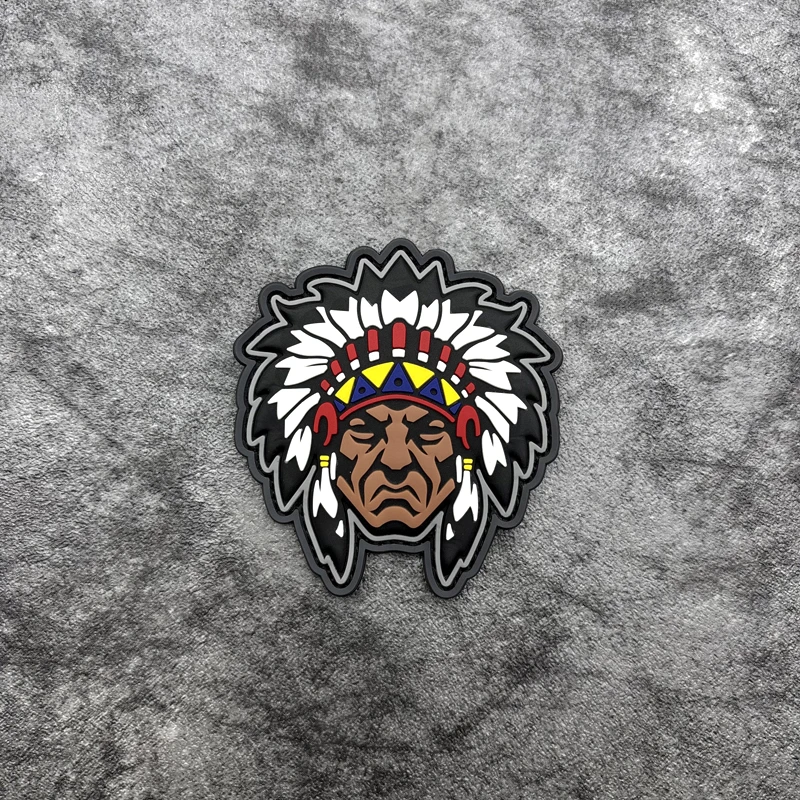 

Нашивка из ПВХ с узором вождя, мягкий резиновый значок, с подкладкой на крючках и петлях, подходит для сумок, рюкзаков, жилетов и наклеек для украшения одежды, вышитая нашивка