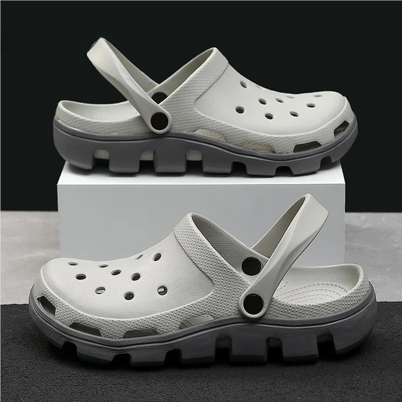 

Мужская летняя уличная одежда Holes oes Противоскользящие износостойкие спортивные пляжные тапочки с полным покрытием Удобные сенсационные сан...