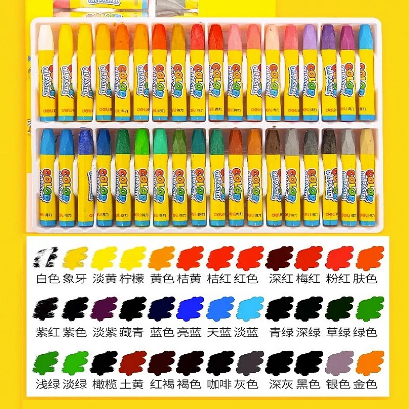 Deli Oil Painting Stick 12/18/24/36 Color Crayon 오일파스텔 Pastel Children Professional Drawing Graffiti Safe And Non-toxic Washable