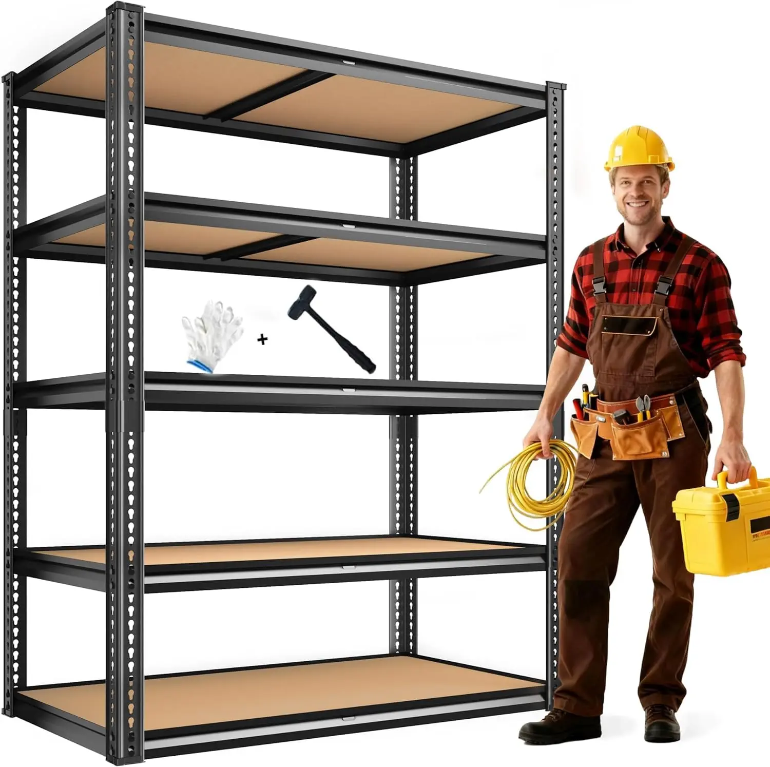 

2250LBS 5 Tier Metal Storage Shelves Adjustable Garage Utility Rack 72x35x16 Black, Custom