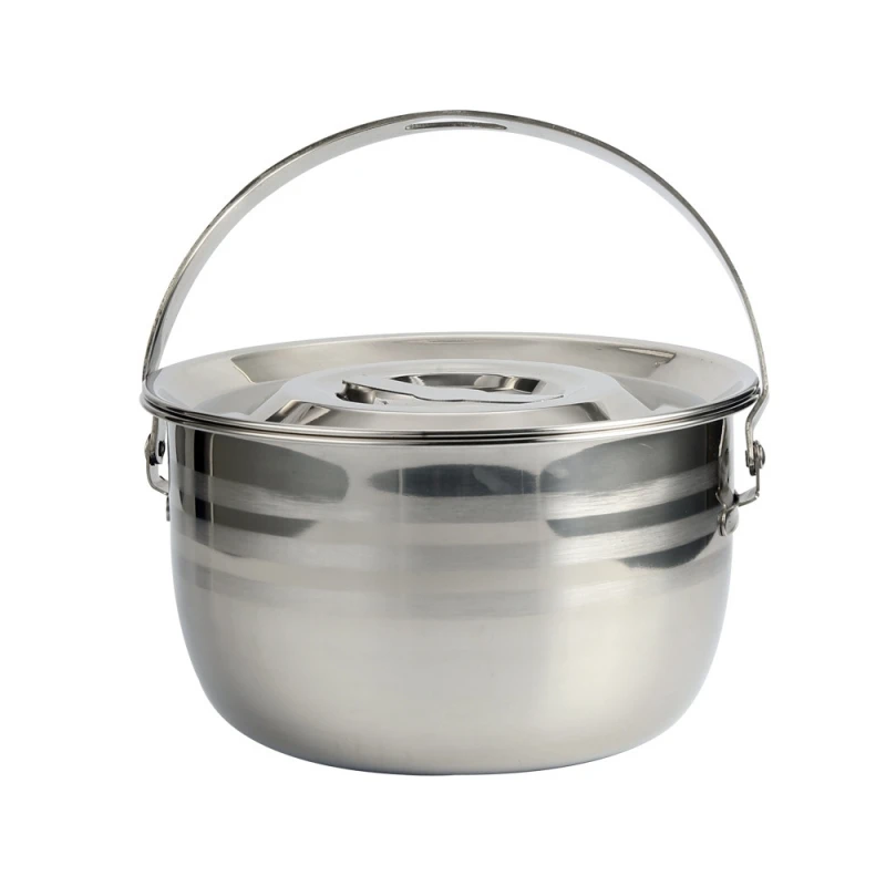 Pot Cooking Camping Cookware Stew Stainless Steel Soup Stock Portable Stockpot Lid Pots Kettle Outdoor Camp Saucepan Campfire