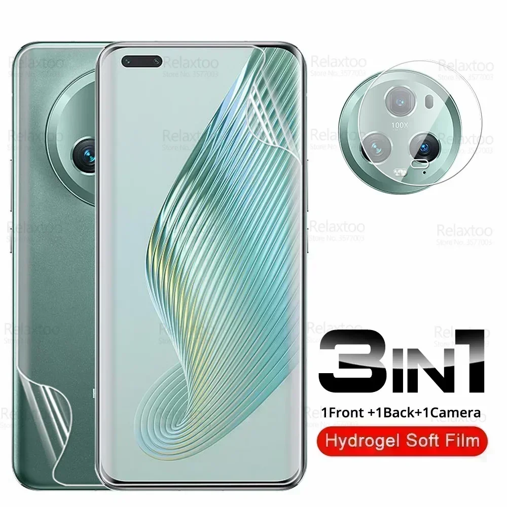 3in1 Camera Glass Hydrogel Film For Honor Magic5 Pro 5G Front Back Screen Protector Xonor Magic 5 Pro 5Pro PGT-AN10 Soft Films