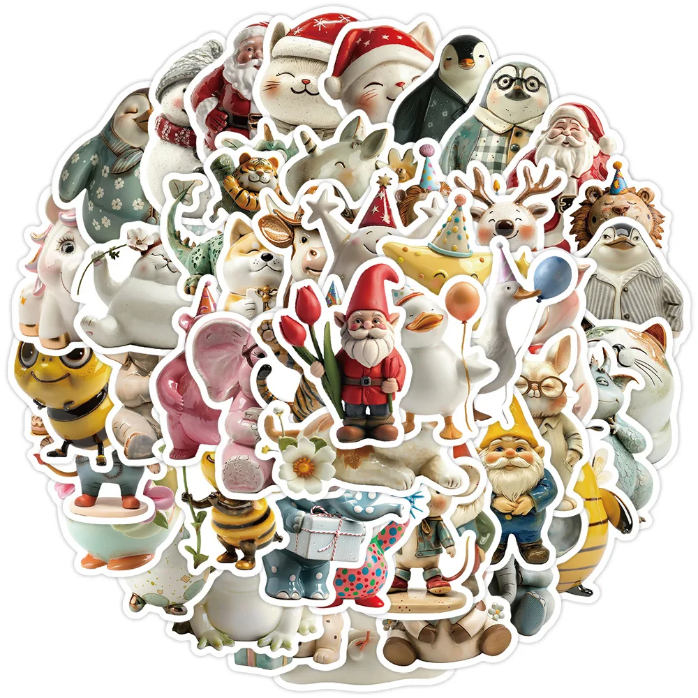 

10/30/50PCS Retro Ceramic Toys Animal Cartoon Sticker DIY Phone Laptop Luggage Skateboard Graffiti Decals Fun for Gift
