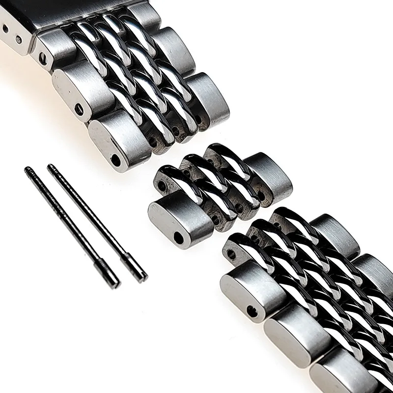 20 22mm 316L ‌Solid Stainless Steel Bracelet Adjustable Curved Flat Beads of Rice Watch Strap Fit For Seiko SKX Universal Band view 5