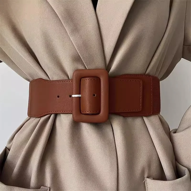 装飾ベルト-レディース-ワイドスタイル-コート-アウター-バックル-エラスティック-ウエスト-シール-スーツやジャケット用-ファッションアクセサリー