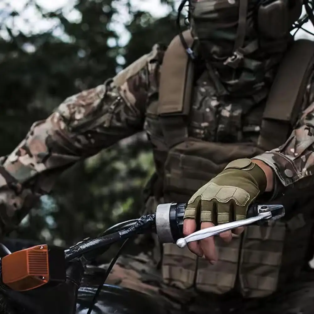 ถุงมือยุทธวิธีกลางแจ้ง, ผู้ชายและผู้หญิงครึ่งนิ้วรถจักรยานยนต์ออกกำลังกายฟิตเนสขี่จักรยานการล่าสัตว์ถุงมือฟิตเนส