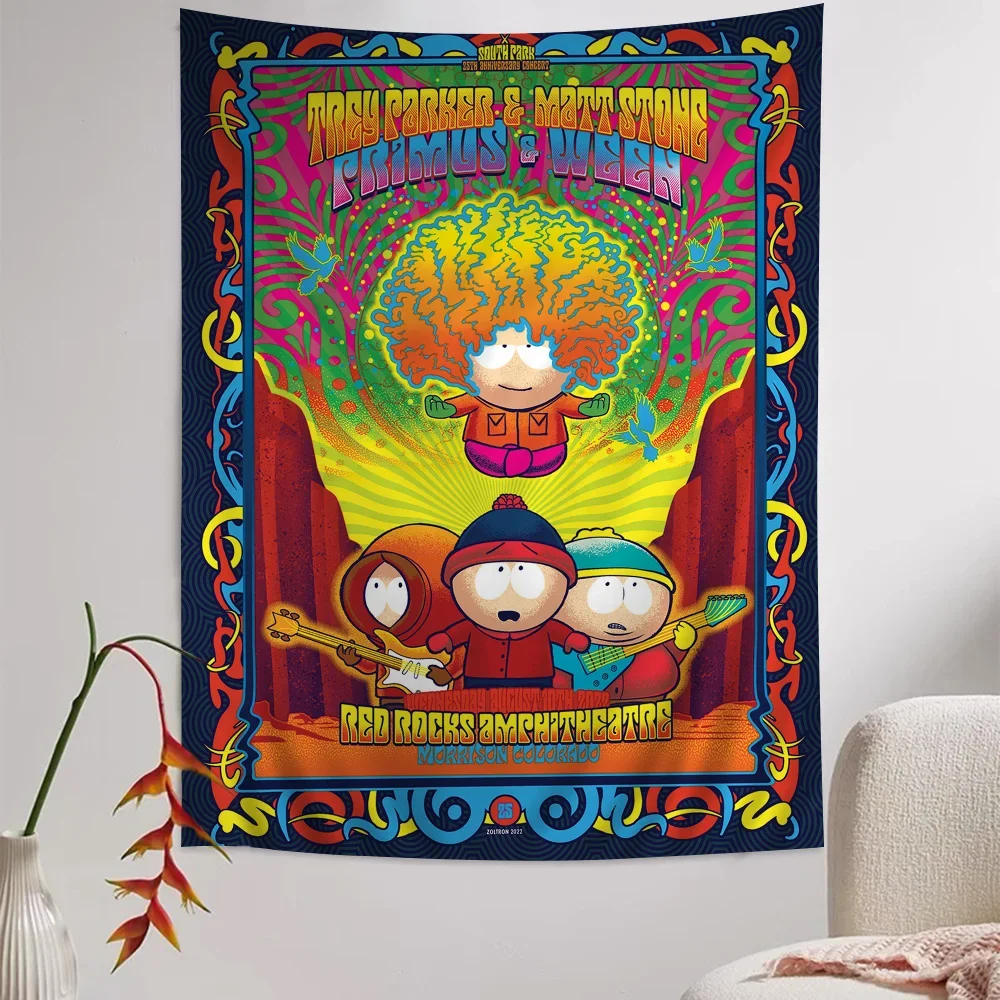 Cartoon S-South Cute P-Park Hanging Bohemian Tapestry Indian Buddha Wall Decoration Witchcraft Bohemian Hippie Cheap Hippie Wall