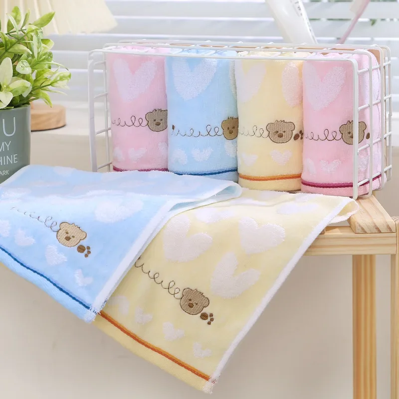 Soft Children's Cotton Towels Family Children Wash Face Towels Cute Cartoon Bear Face Hand Towel Bathrobe Home Textile Moon