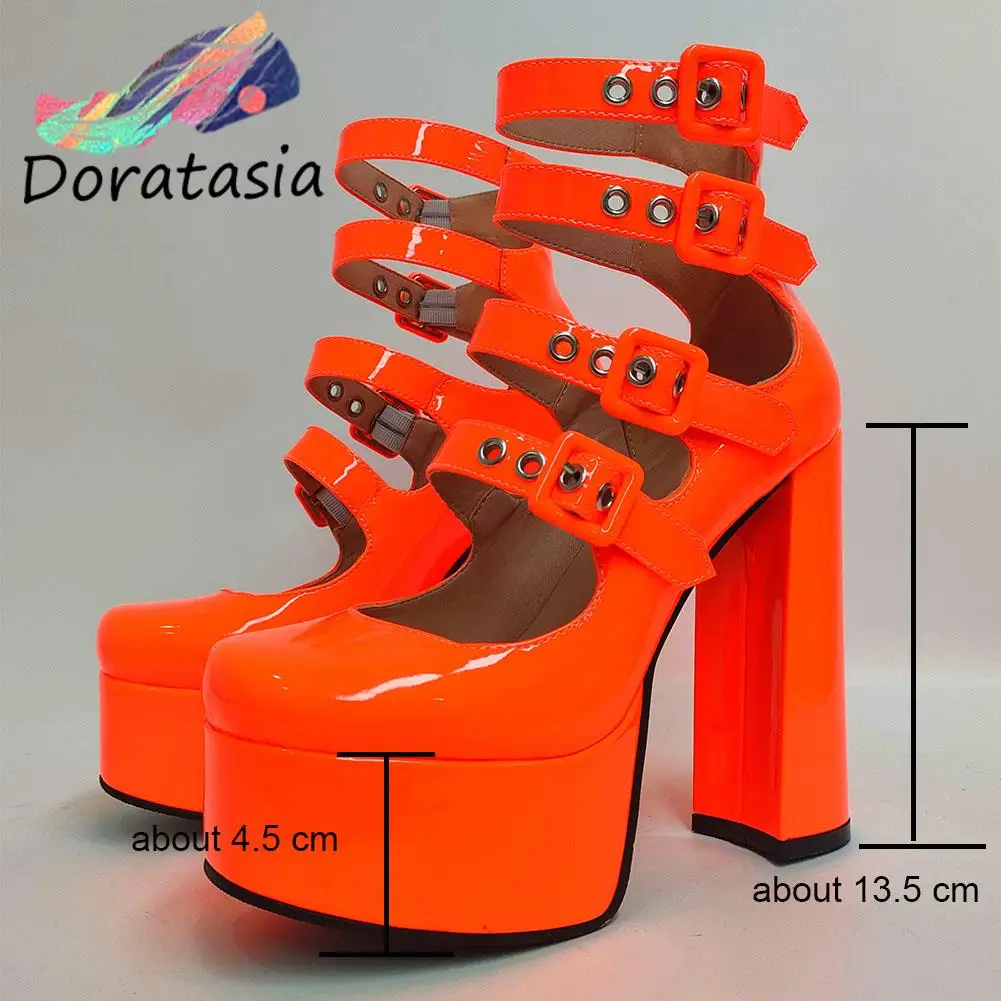 DORATASIA INS Hot New Female Elegant Buckle High Heels Platform Pumps For Women Spring 2022 Trendy Fashion Punk Gothic Shoes